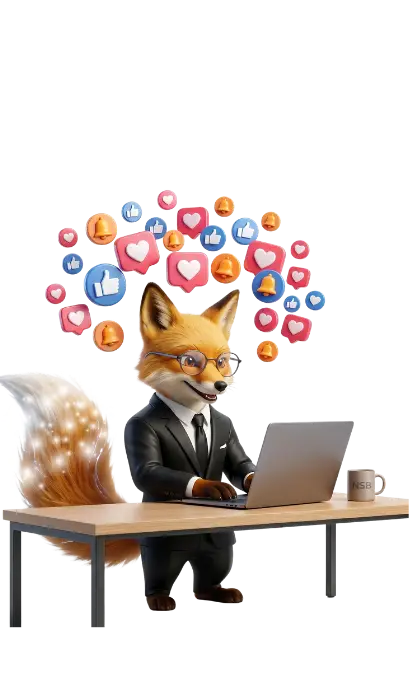 Freelance Graphic Designer Lucknow - Nimisha Social Buzz 3D Fox Mascot